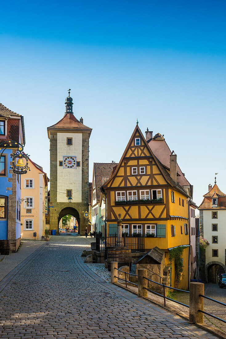 Mittelalterliche Stadt, Rothenburg ob der Tauber, Tauber, Romantische Straße, Franken, Bayern, Deutschland