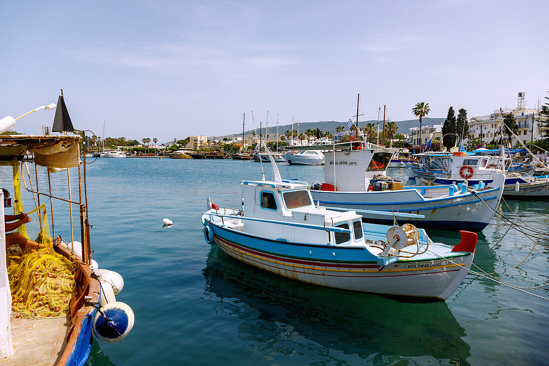  Harbor with fishing boats in Kos Town on the island of Kos in Greece 