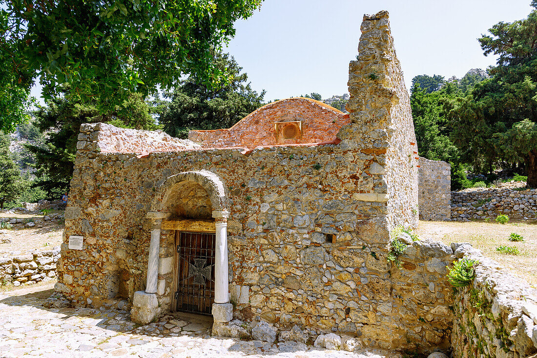 Kirche Panagia ton Kastrianon in der Ruinenstadt Paleo Pyli (Palio Pili, Palea Pyli, Alt-Pyli, Old Pyli) auf der Insel Kos in Griechenland