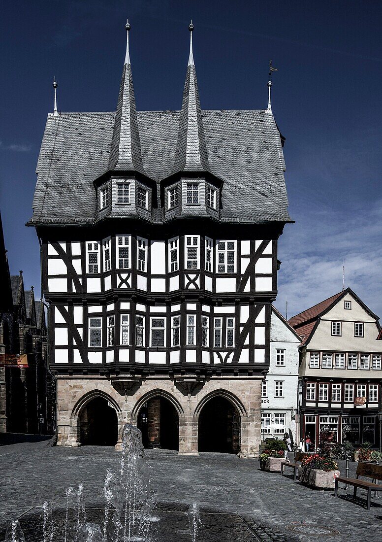  Town hall of Alsfeld on the market square, Hesse, Germany 