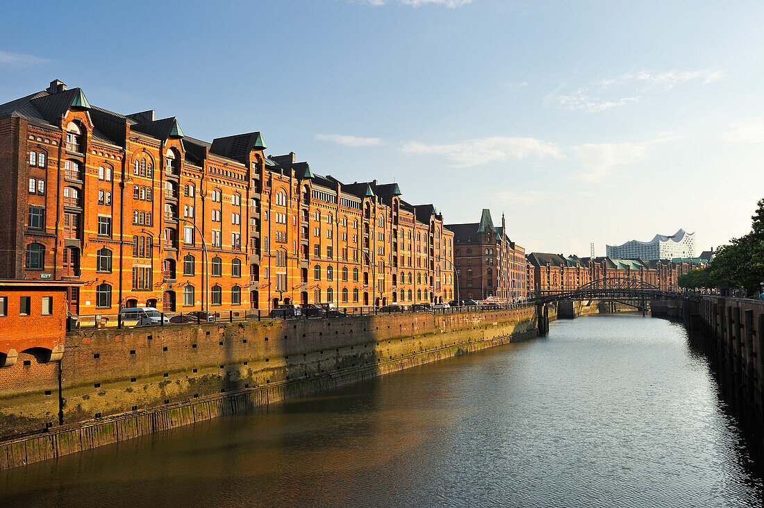 Zollkanal in the Speicherstadt (City of Warehouses), HafenCity quarter, Hamburg, Germany, Europe