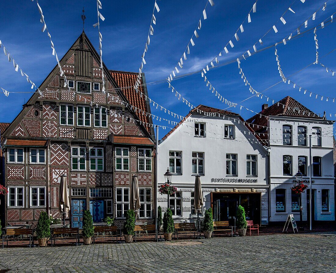 Buxtehude Museum und Bürgerhäuser am St.-Petri-Platz, Buxtehude, Niedersachsen, Deutschland