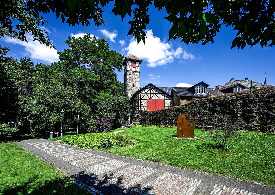  Frau Holle circular trail, city wall and owl tower, Hessisch Lichtenau, Hesse, Germany 