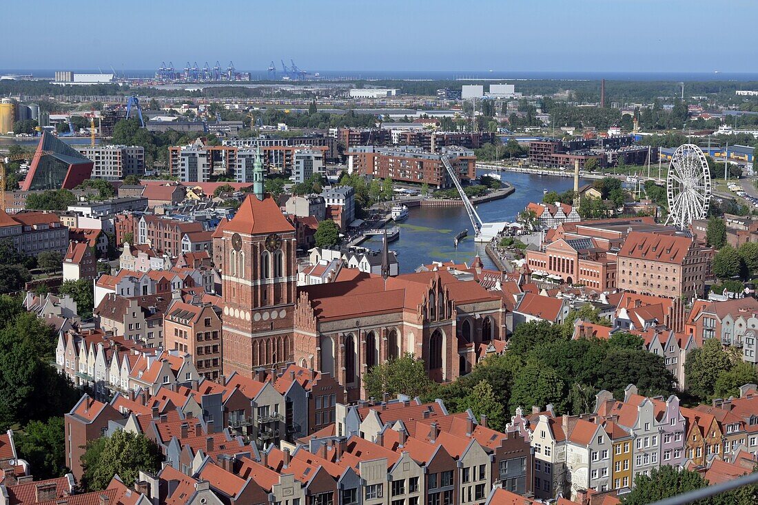  View from the tower of St. Mary&#39;s Church over the Main Town, Gdansk, Baltic coast, Poland 