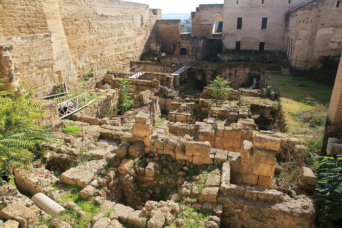 Roman archaeological site in the Alcázar de los Reyes Cristianos, Alcazar, Cordoba, Spain