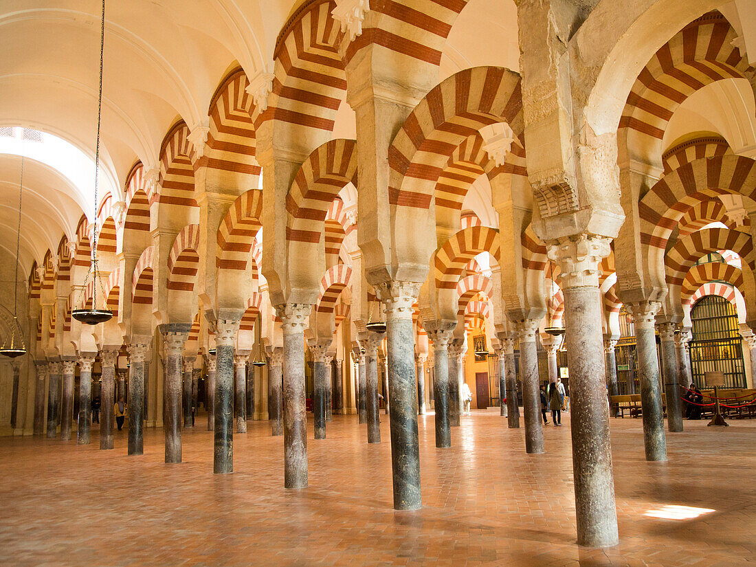 Moorish arches in the former mosque now cathedral, Cordoba, Spain