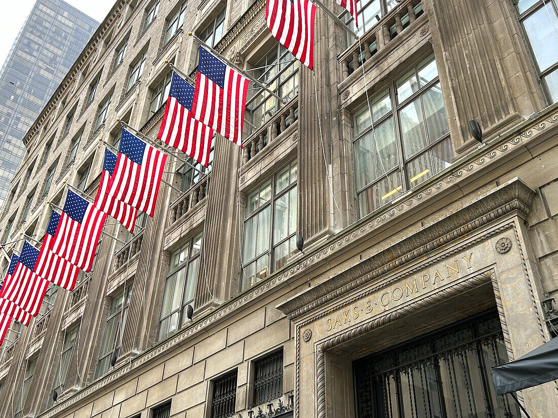 Saks Fifth Avenue Department Store, building exterior, low angle view, Fifth Avenue, New York City, New York, USA