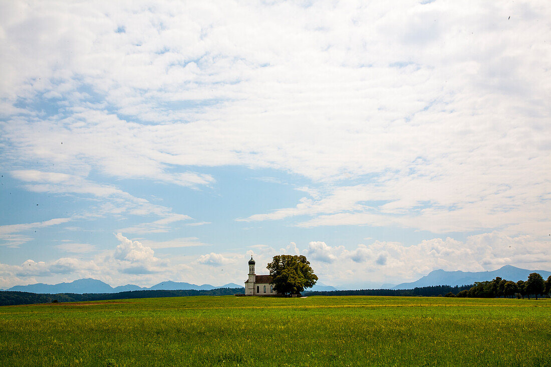  Bavaria, chapel, Peissenberg, mountains, white-blue, sky, vacation, hiking, nature, 