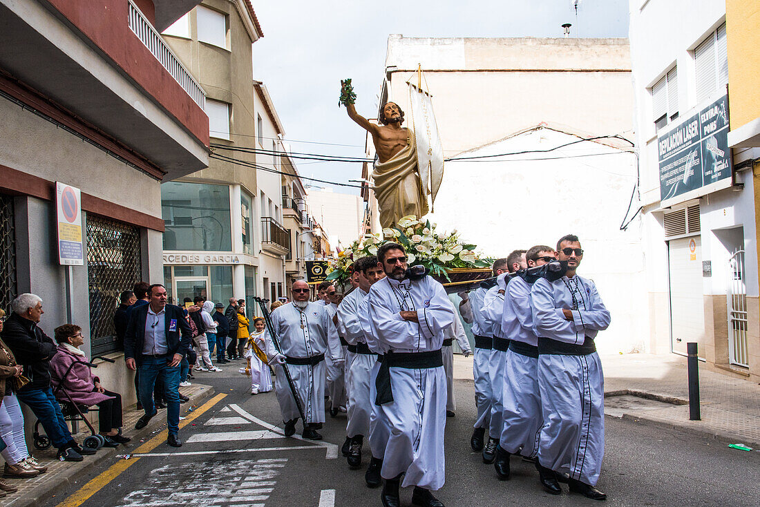  Semana Santa, Resurrection procession in Pego, Valencia province, Spain 