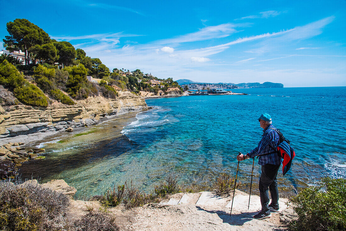  Rocky beach hiking trail, Calpe Moraira, along the coast, Costa Blanca, Spain 