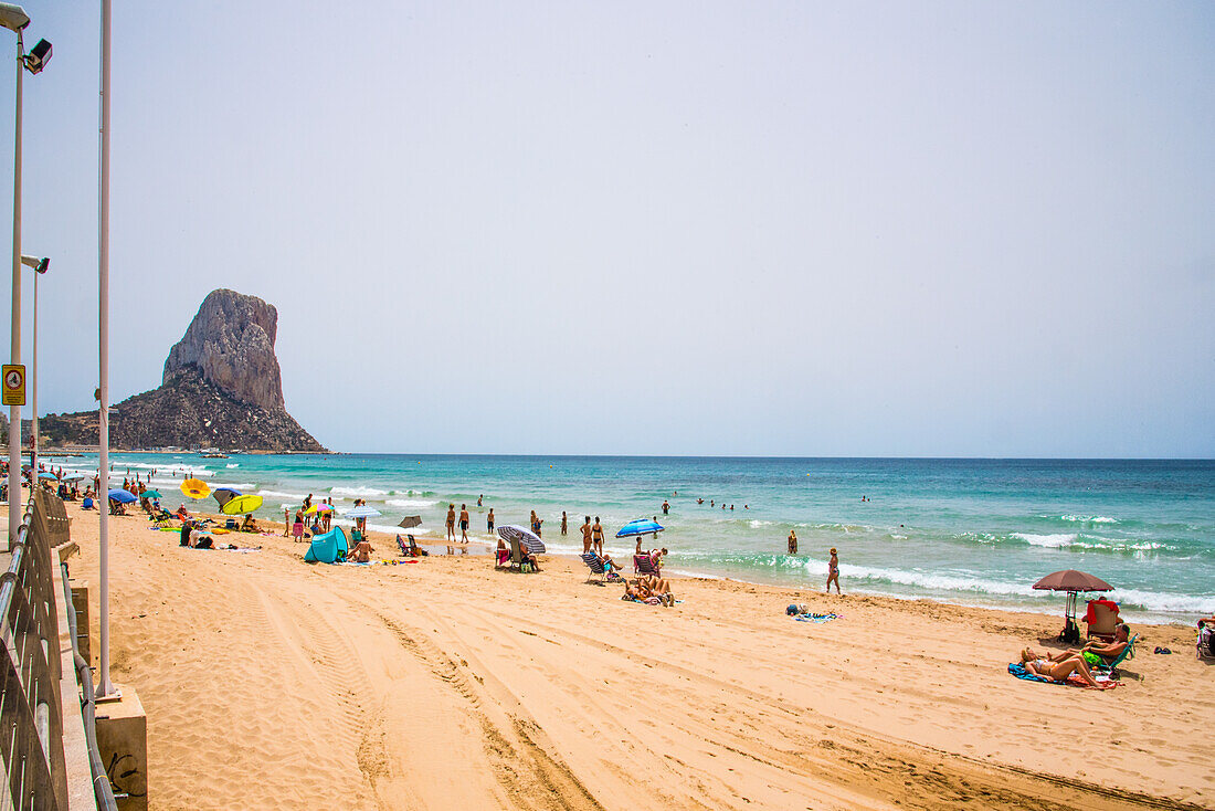  Calpe, Arenal beach, at Penon de Ifach, in early summer, Costa Blanca, Alicante province, Spain 