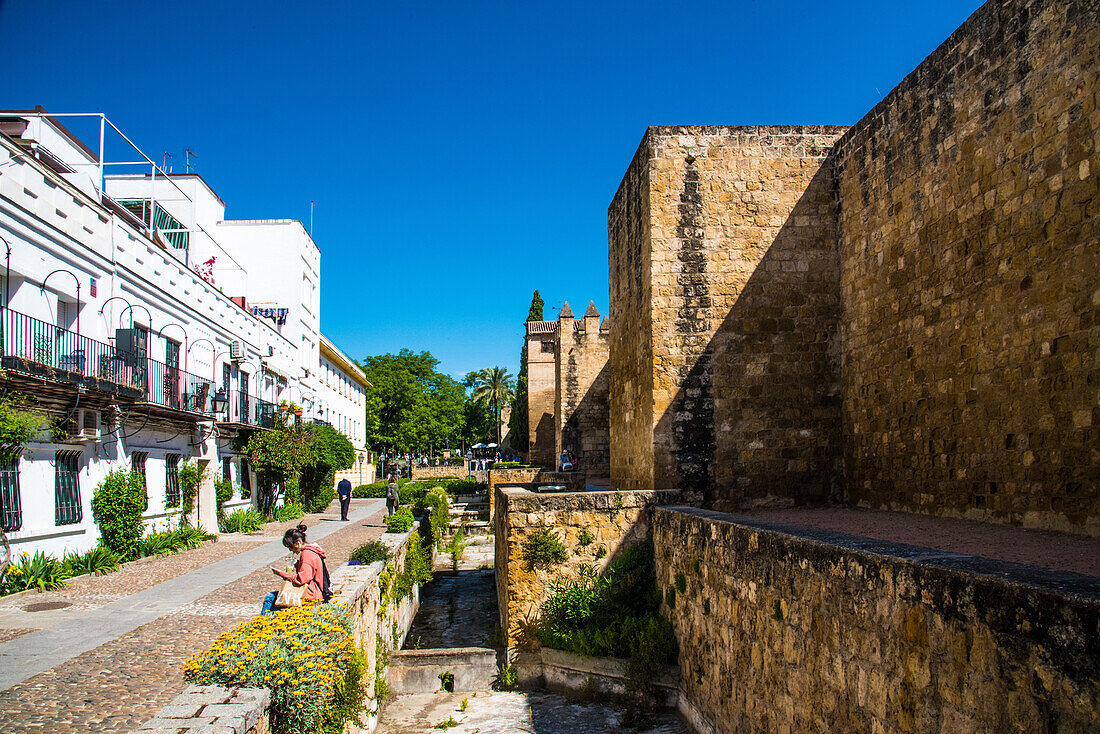  Cordoba, old city wall of the Juderia, dating from before the first millennium, province of Cordoba Spain 