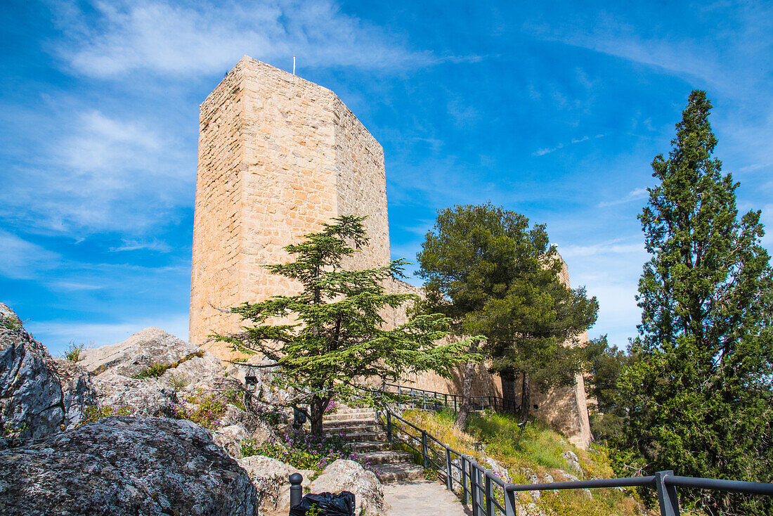 Turm Alcazar Santa Catalina, mit Blick auf die Stadt Jaen, Provinz Jaen, Andalusien, Spanien