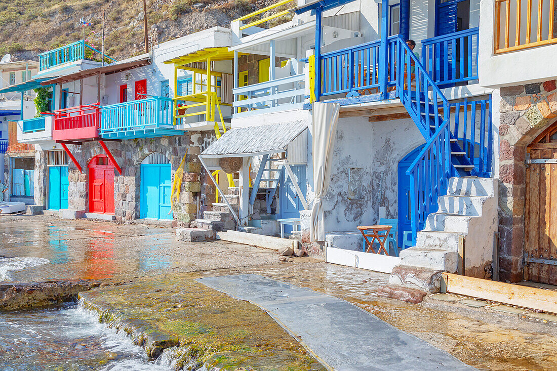  Fischerhäuser, Klima, Insel Milos, Kykladen, Griechenland 