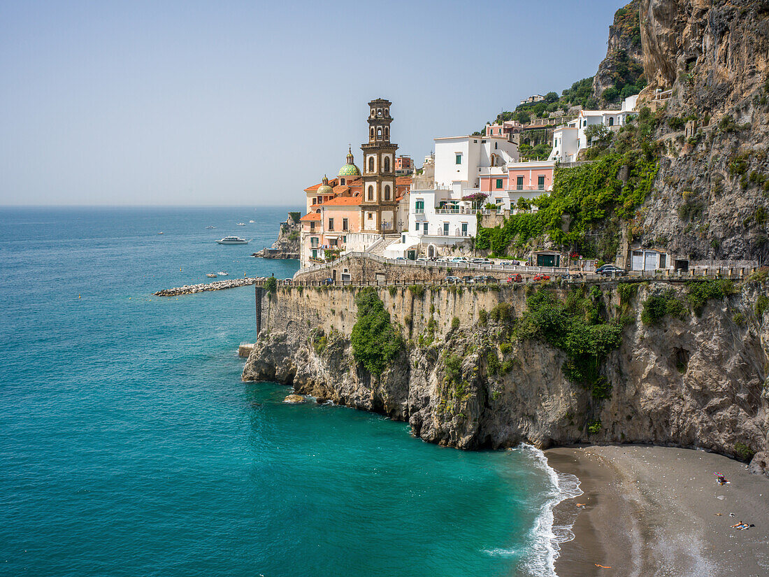 Blick auf Atrani, Atrani, Amalfiküste, Kampanien, Süditalien, Italien, Europa, Mittelmeer