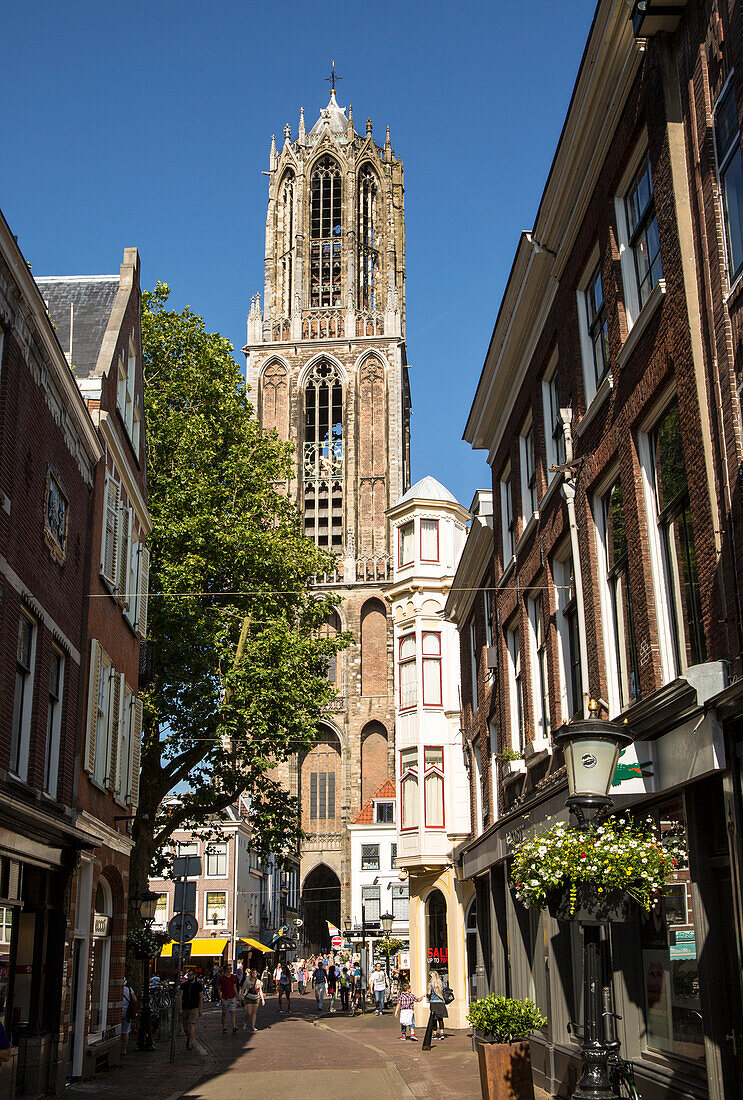 Famous fourteenth century Dom church tower in city of Utrecht, Netherlands