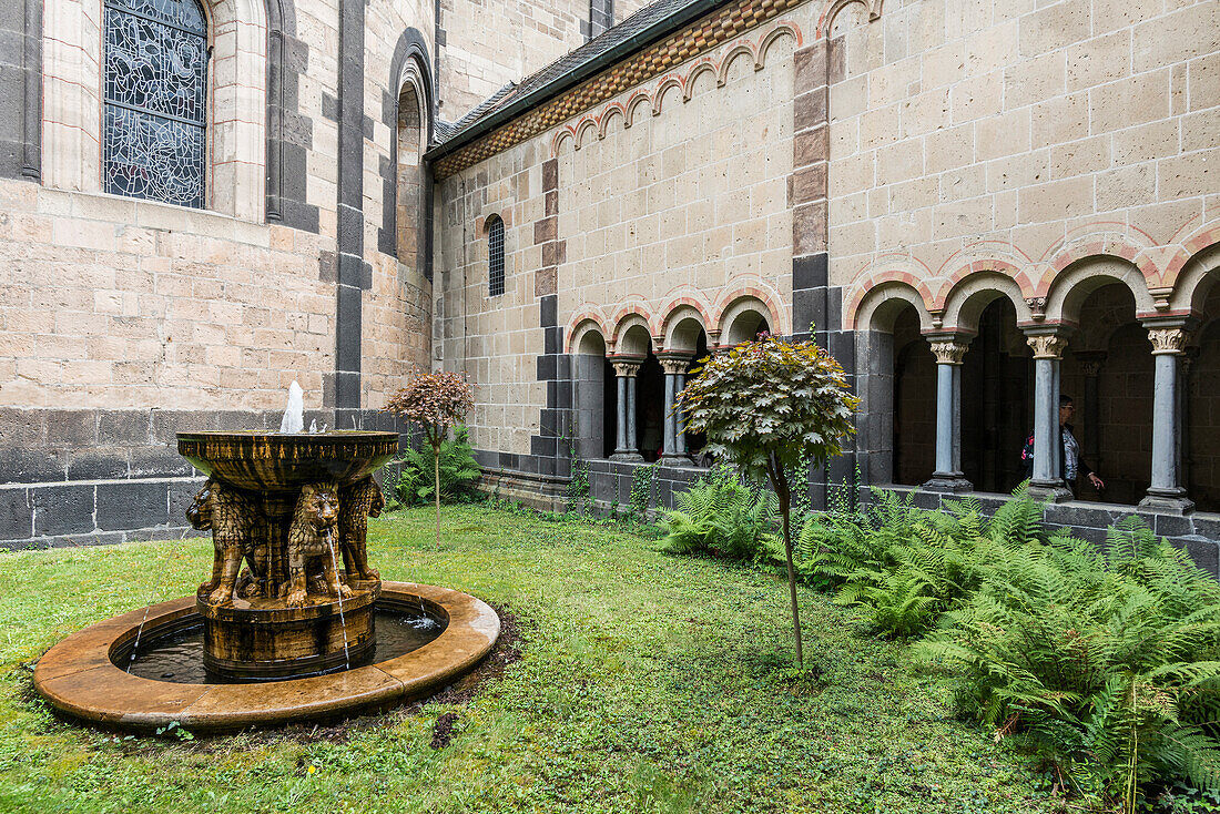  Romanesque monastery church, Benedictine Abbey of Maria Laach, Eifel, Rhineland, Rhineland-Palatinate, Germany 