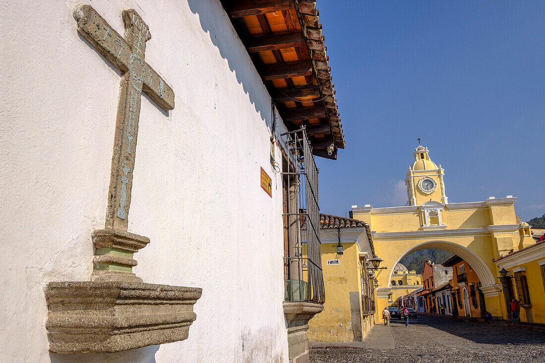 Torbogen von Santa Catalina, Bogen des alten Coinvento, Antigua Guatemala, Departement Sacatepéquez, Guatemala, Mittelamerika