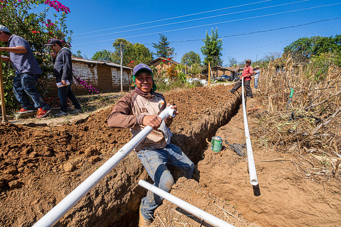 community construction of drinking water pipes, Xullmal, Guatemala, Central America