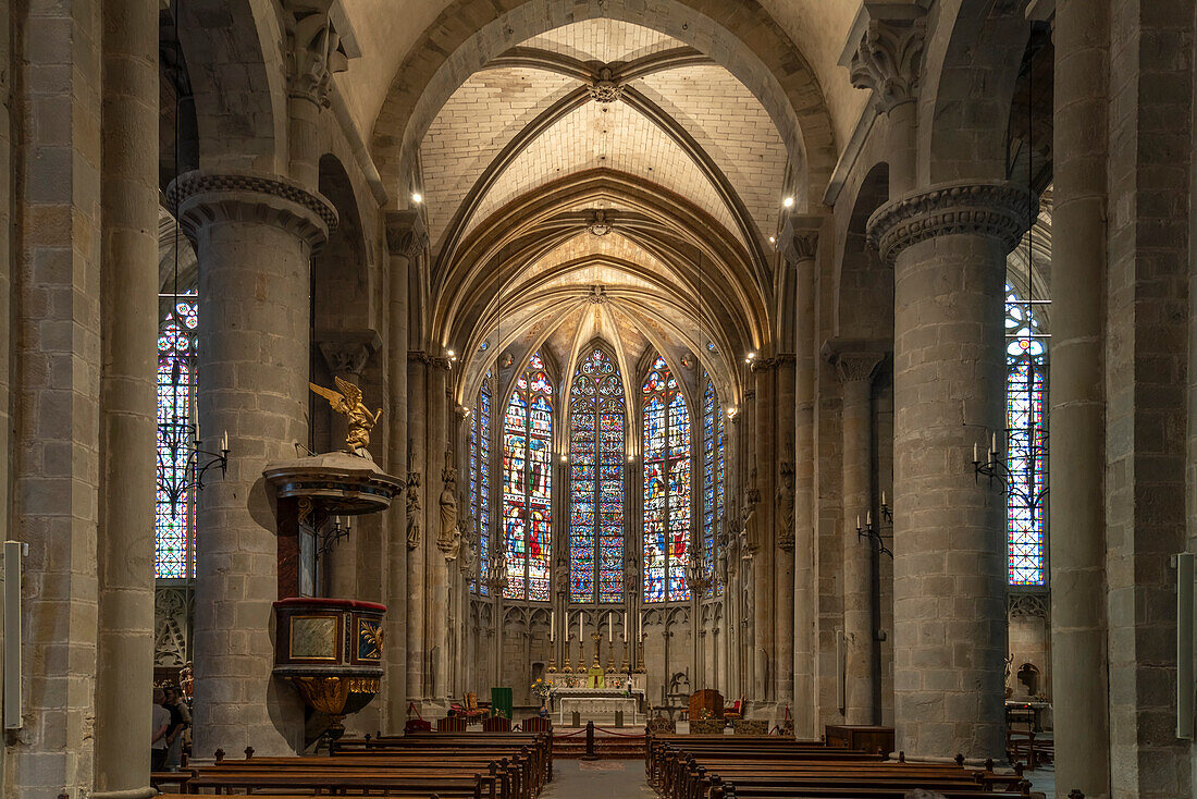 Innenraum der Basilika St-Nazaire und St-Celse, Carcassonne, Frankreich, Europa