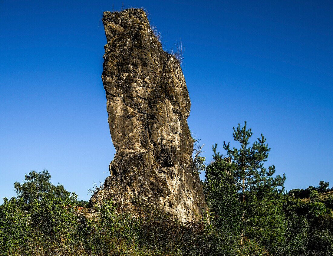  Geo-Nature Park Frau-Holle-Land in the Hohen Meißner, natural monument Hollsteine in the village of Hollstein, Hessisch Lichtenau, Hesse, Germany 