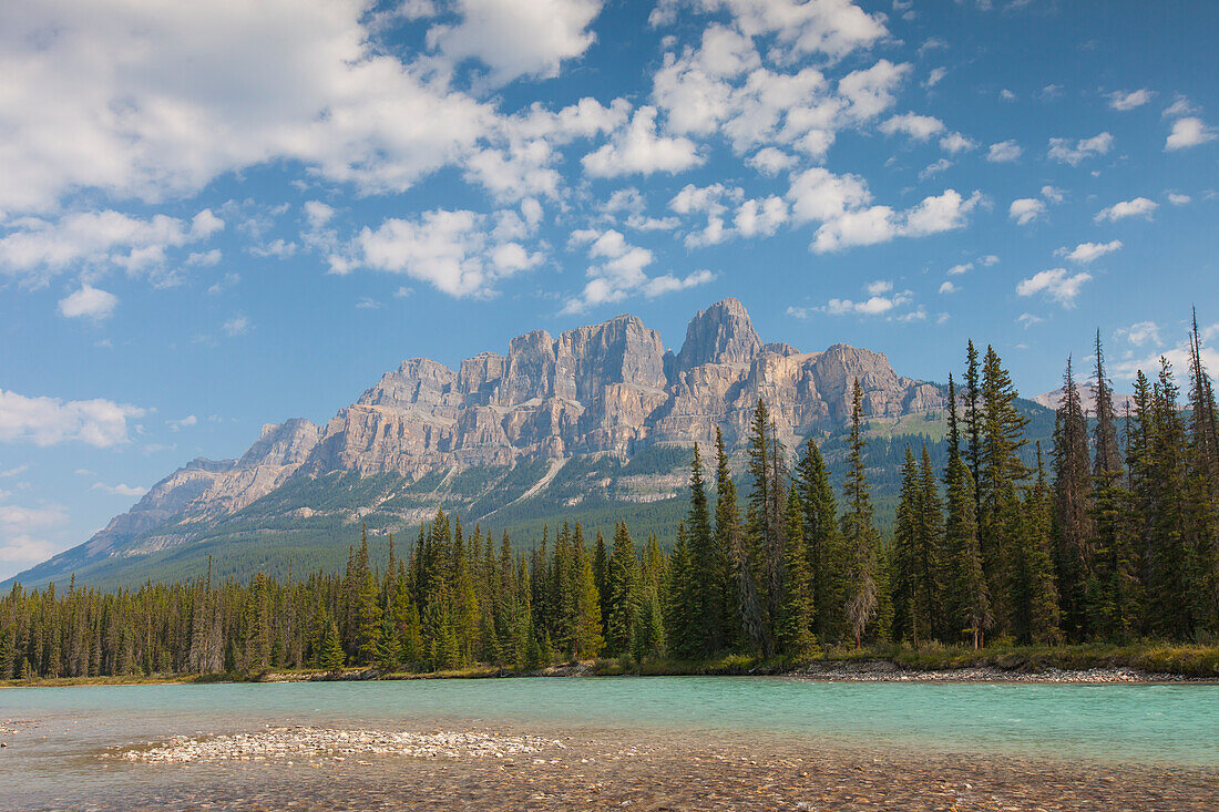  Castle Mountain on Bow River, Banff National Park, Alberta, Canada 