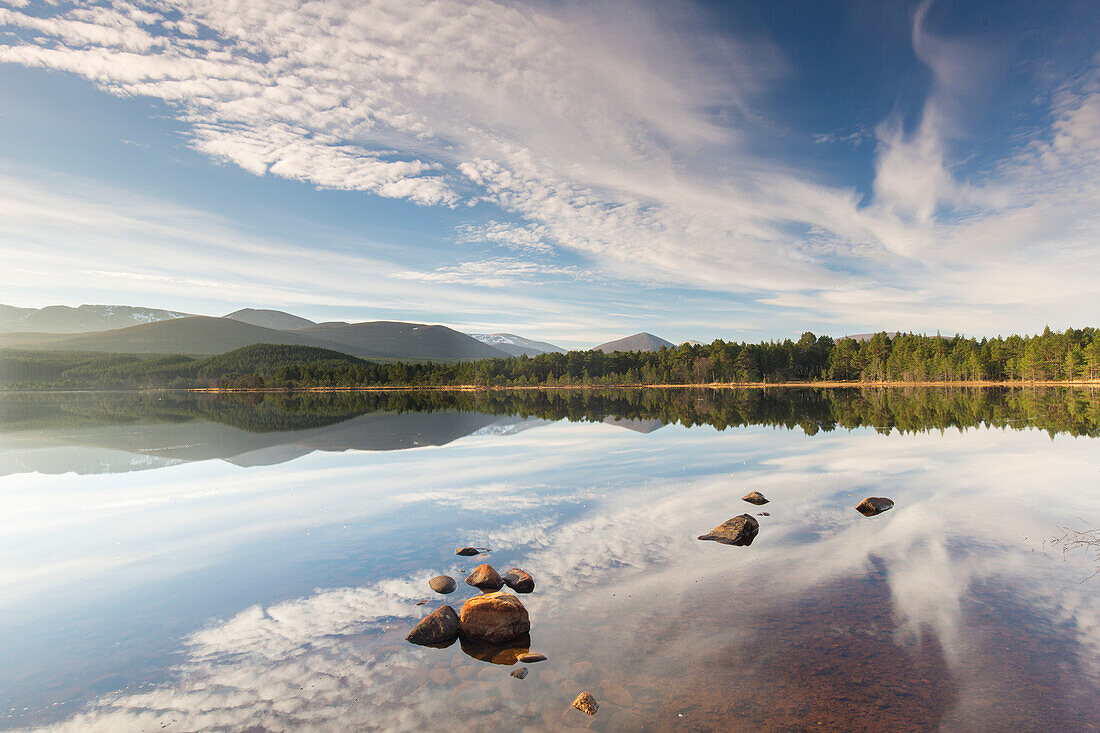  Evening mood at Loch Morlich, Cairngorms National Park, Scotland, Great Britain 