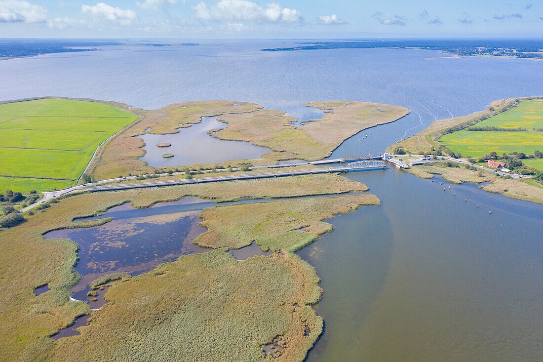  The Meiningen Bridge connects the mainland with the Fischland-Darss-Zingst peninsula, Mecklenburg-Western Pomerania, Germany 