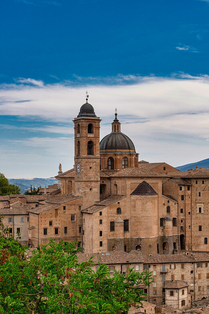 Cathedral seen from the Albornoz Fortress.Old Town, Urbino, Marche, Italy, Europe