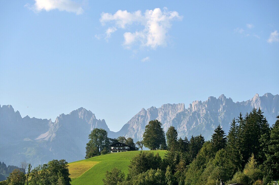  over Reith bei Kitzbühel with Wilder Kaiser, Tyrol, Austria 