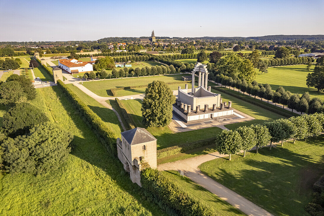  The Archaeological Park in Xanten seen from above, Lower Rhine, North Rhine-Westphalia, Germany, Europe\n 