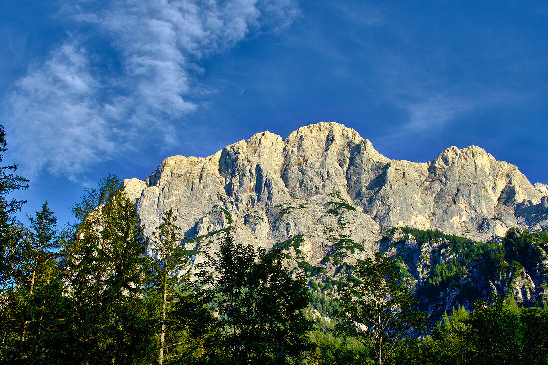  Gesäuse National Park, Styria-Austria. View from the Forstgarten campsite to the Planspitze 