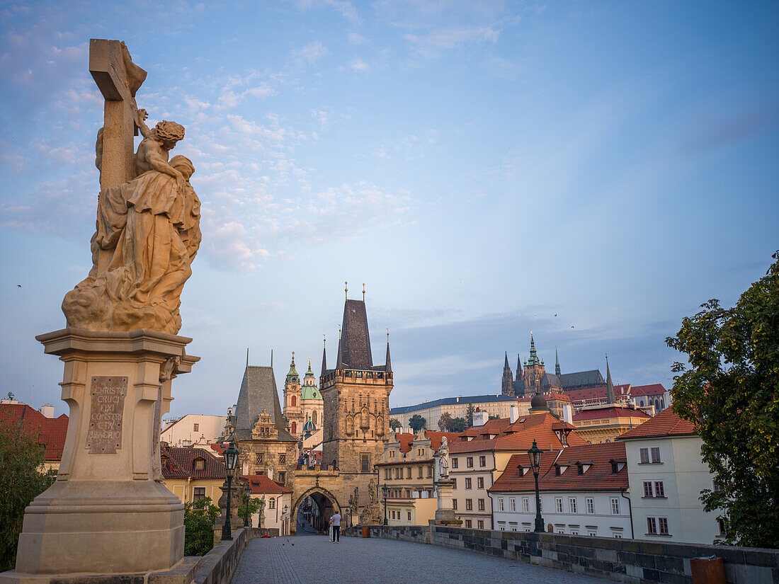 Karlsbrücke, Kleinseitner Brückenturm, Hradschin, Prager Burg, Moldau, Kleinseite, Prag, Tschechische Republik, Europa