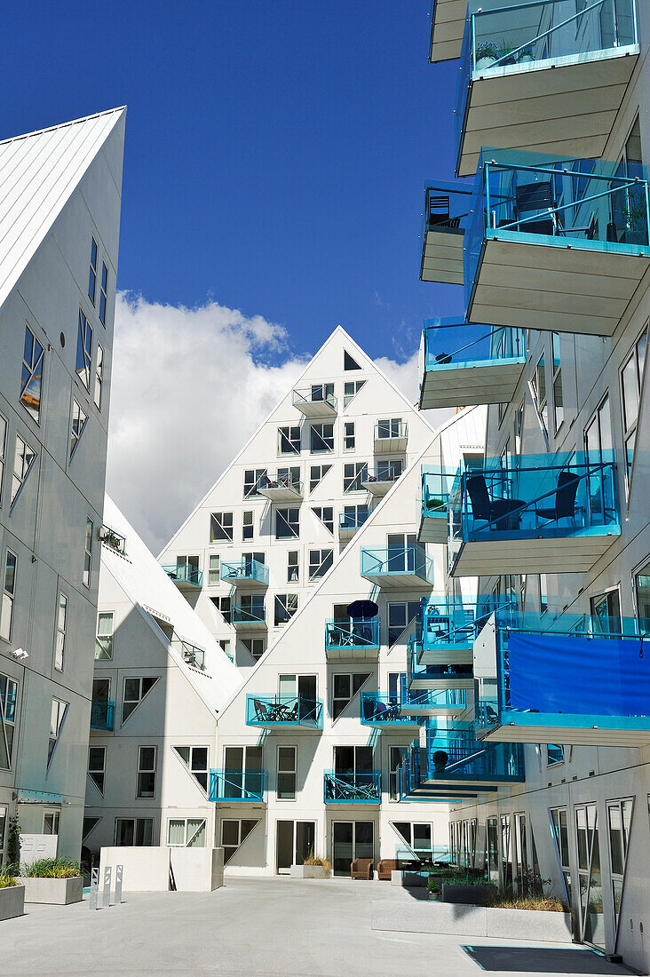 The Iceberg apartment building in the new quarter Aarhus Ø  constructed by the expansion of the harbour area, Aarhus, Jutland Peninsula, Denmark, Northern Europe