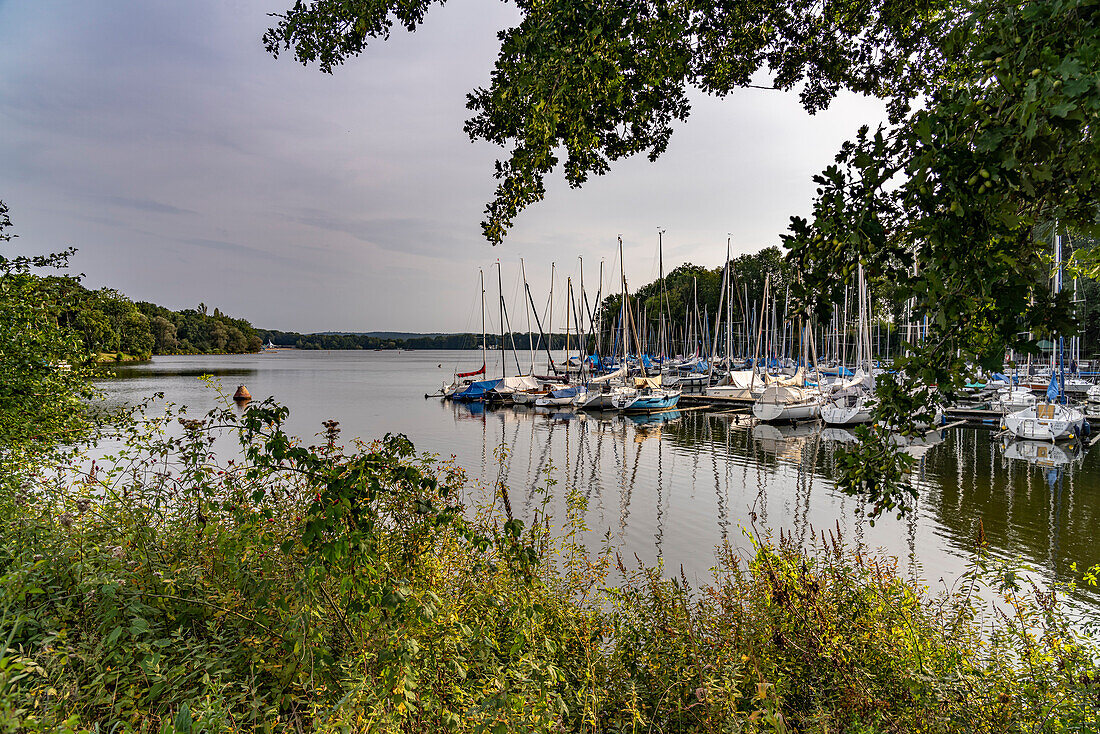  The reservoir with marina in Haltern am See, North Rhine-Westphalia, Germany, Europe 