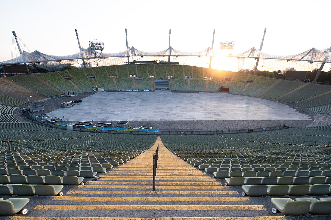  View of the Olympic Stadium, Munich, Upper Bavaria, Bavaria, Germany, Europe 