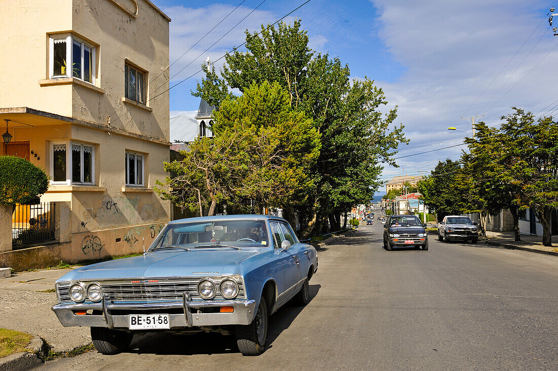 Chevrolet Chevelle in a street of Punta Arenas,Strait of Magellan,Peninsula of Brunswick,Chile,South America