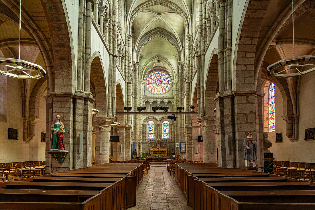  Interior of the church Notre-Dame in Bonneval, Centre-Val de Loire, France, Europe 