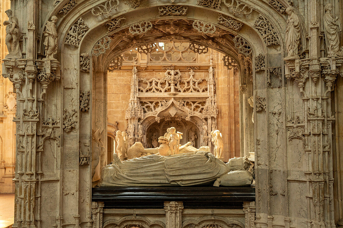  Tomb of Margaret of Austria in the monastery church of the Royal Monastery of Brou in Bourg-en-Bresse, France, Europe 