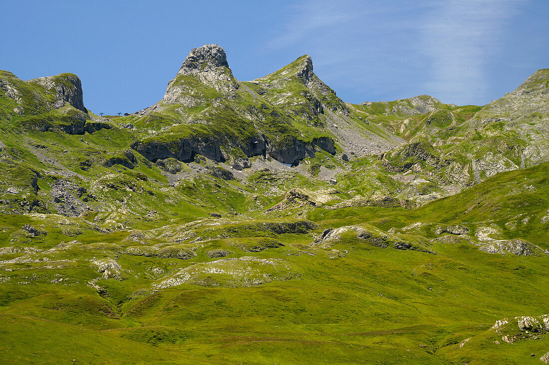  Mountain landscape of the Pyrenees near Laruns, Pyrénées-Atlantiques, France, Europe 