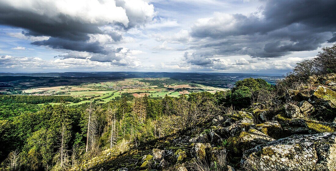  Geo-Nature Park Frau-Holle-Land, view from the Kalbe lookout point, Hoher Meißner, Hesse, Germany 