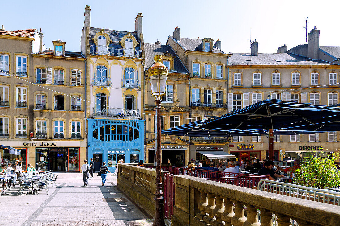  Place Saint-Jacques with cafes in Metz in the Moselle department in the Grand Est region of France 