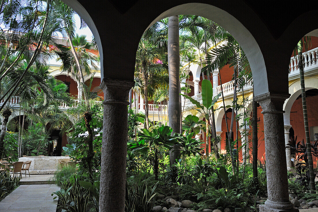 former cloister of a convent from 17th century, nowdays a luxury hotel Sofitel Santa Clara in downtown colonial walled city, Cartagena, Colombia, South America