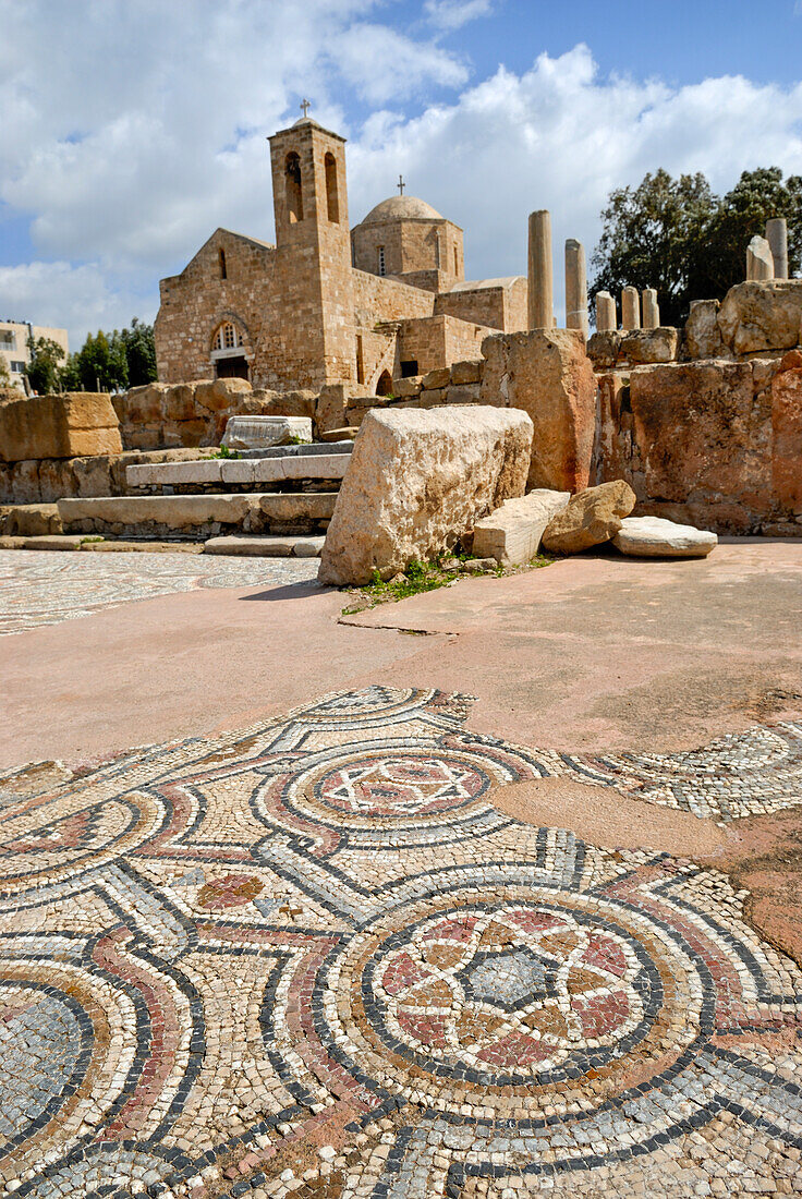 Agia Kyriaky Kirche in der archäologischen Stätte der frühchristlichen Basilika Panagia Chrysopolitissa, Bezirk Paphos, Zypern, Eurasien