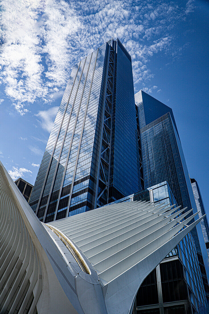  Oculus Transportation Hub, 3 World Trade Center, 4 World Trade Center, Gebäudeaußenseite, World Trade Center, New York City, New York, USA 