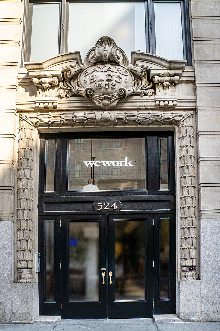  WeWork Co-Working-Büroräume, Gebäudeaußenseite, SoHo, New York City, New York, USA 