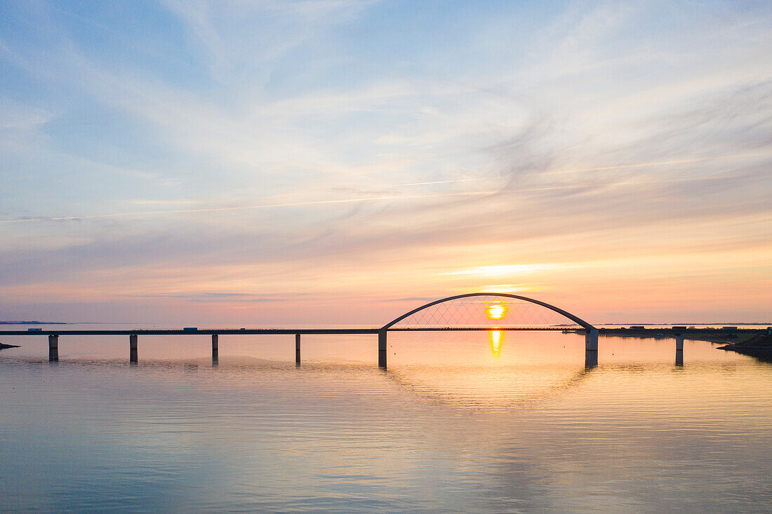  View of the Fehmarnsund Bridge, Fehmarn Island, Schleswig-Holstein, Germany 