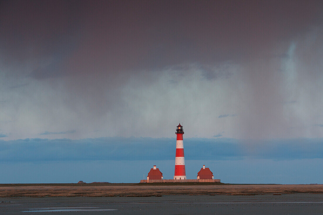  Westerhever Lighthouse, Wadden Sea National Park, North Frisia, Schleswig-Holstein, Germany 