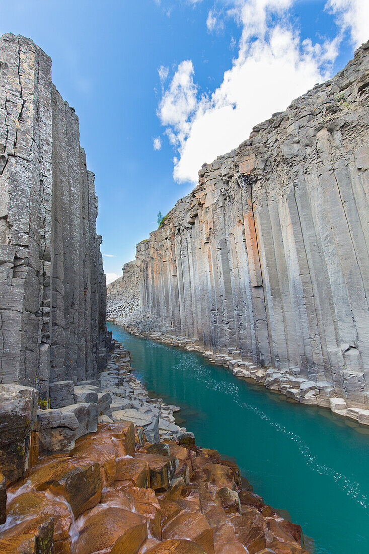 Basaltsäulen am Canyon Studlagil, Austurland, Ost-Island, Island, Europa