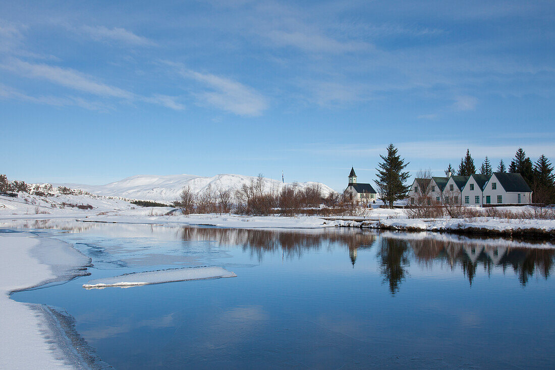  Thingvalla Church, UNESCO World Heritage Site, Thingvellir National Park, Iceland, Europe 